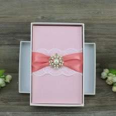 Cheap Silk Boxes Wedding Invitations Wholesale in Pink
